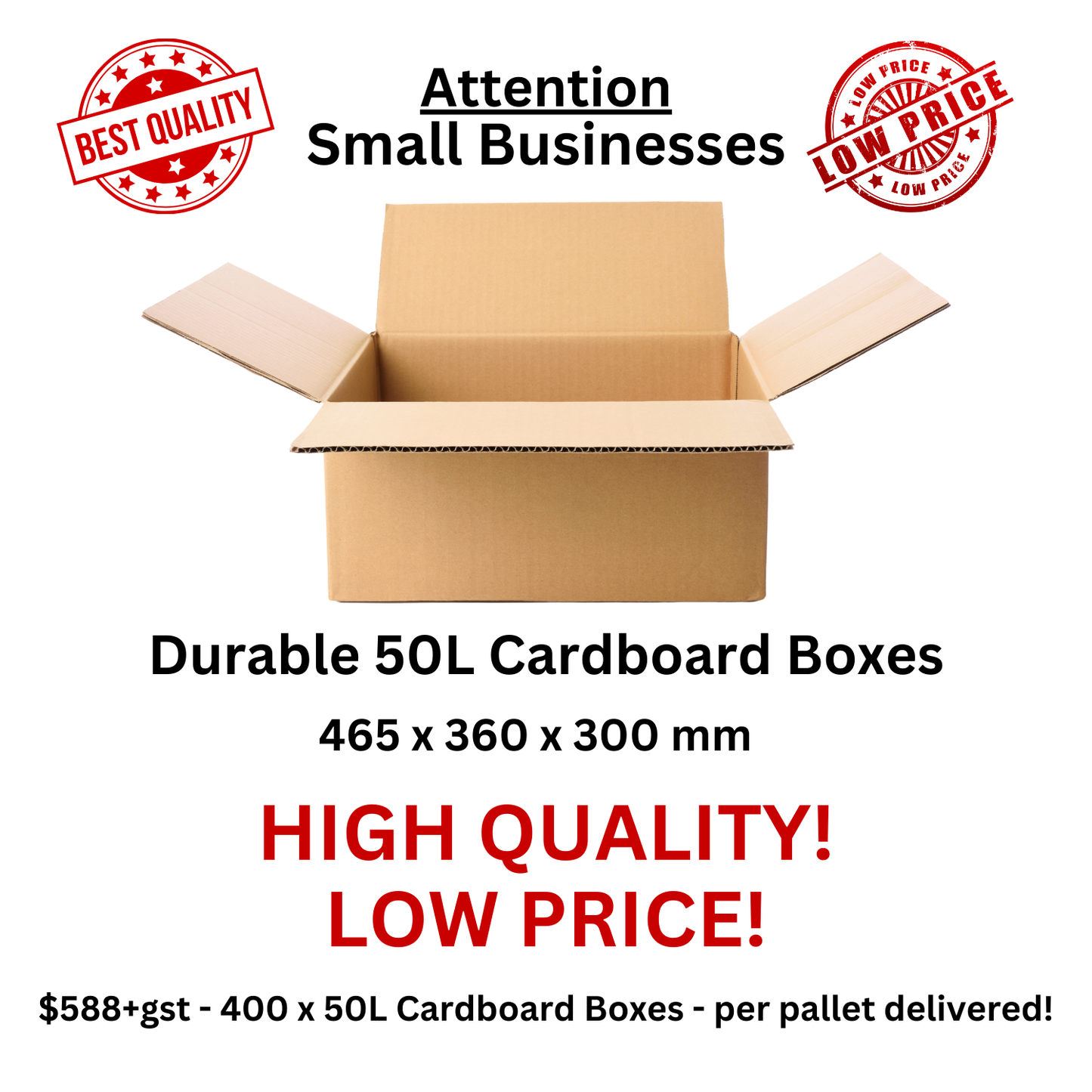 Durable 50L Cardboard Box – Perfect for Storage and Shipping (465 x 360 x 300 mm)